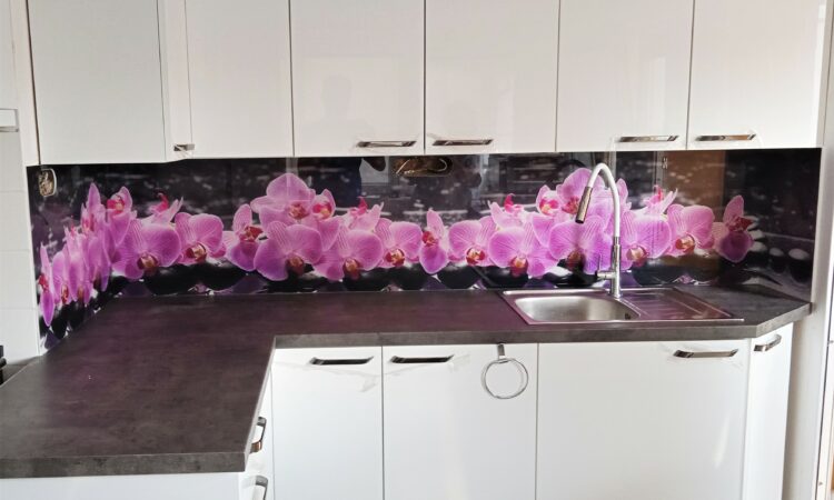 sklo s potiskem orchidejí
